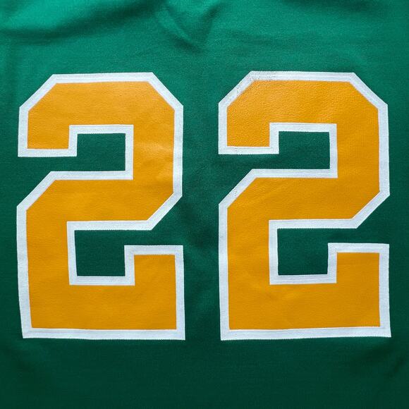 True Vintage Sand Knit Medalist Manatawny Baseball Jersey Green Yellow L 70s 22 - Picture 6 of 11